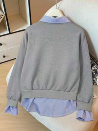 Striped Collar Long Sleeve Fake Two Piece Sweatshirt 100100225082825 39 Affordable Fashion Under $100 Jerry's Apparel 