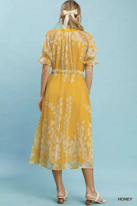 Umgee Floral Print Tie Waist Midi Dress with Side Pockets 100100801821405 66 Affordable Fashion Under $100 Jerry's Apparel 