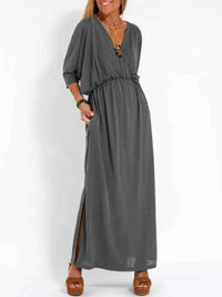 Full Size V-Neck Batwing Sleeve Maxi Dress with Side Slits Plus Size 100100963539918 27 Affordable Fashion Under $100 Jerry's Apparel 