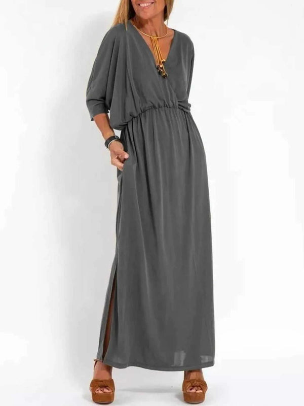 Full Size V-Neck Batwing Sleeve Maxi Dress with Side Slits Plus Size 100100963539918 27 Affordable Fashion Under $100 Jerry's Apparel 