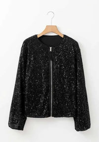 Sequin Zip Up Long Sleeve Jacket 100100158551078 67 Affordable Fashion Under $100 Jerry's Apparel 
