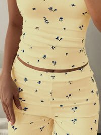 Floral Ribbed Cami and Wide Leg Pants Set 100100257950091 49 Gifts for Her Jerry's Apparel 