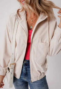 Pocketed Zip Up Long Sleeve Hooded Jacket 100100995919065 60 Affordable Fashion Under $100 Jerry's Apparel 