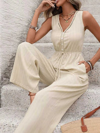 V-Neck Drawstring Waist Wide Leg Jumpsuit 100100848793749 42 Affordable Fashion Under $100 Jerry's Apparel 