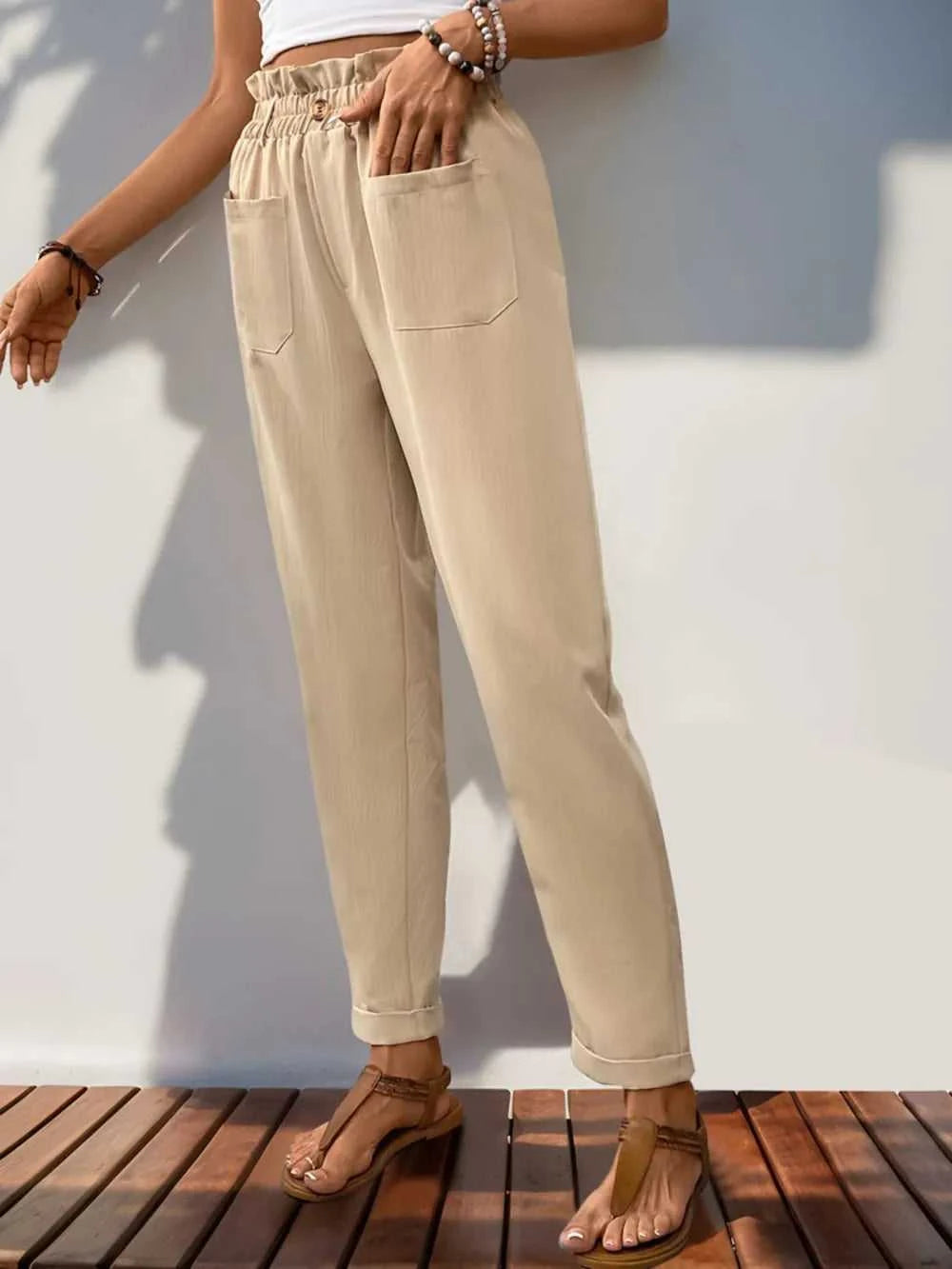 Perfee Frill High Waist Pants with Pockets 100100096091990 29 Affordable Fashion Under $100 Jerry's Apparel 