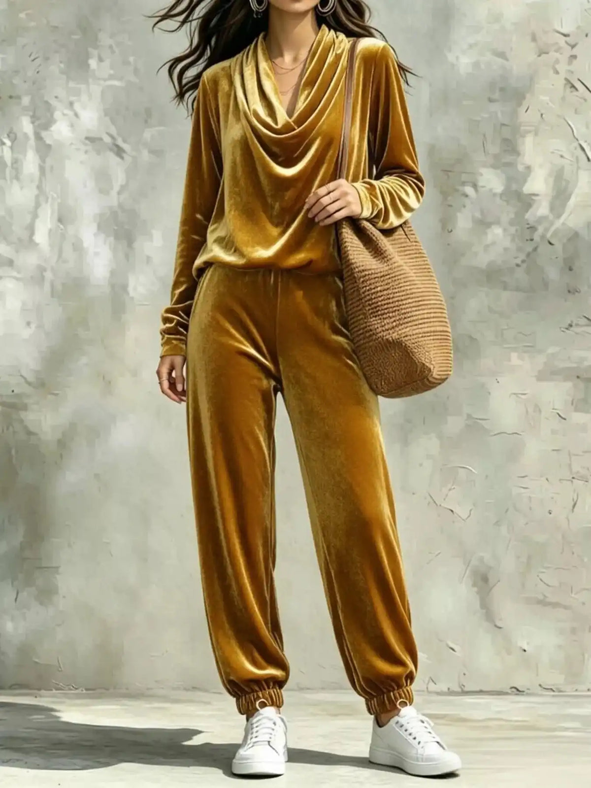 Full Size Velvet Cowl Neck Top and Pants Set Plus Size 101001490771294 53 Affordable Fashion Under $100 Jerry's Apparel 