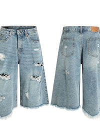 Men's Oversized Distressed Demin Shorts