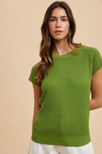 Annie Wear Round Neck Short Sleeve Sweater