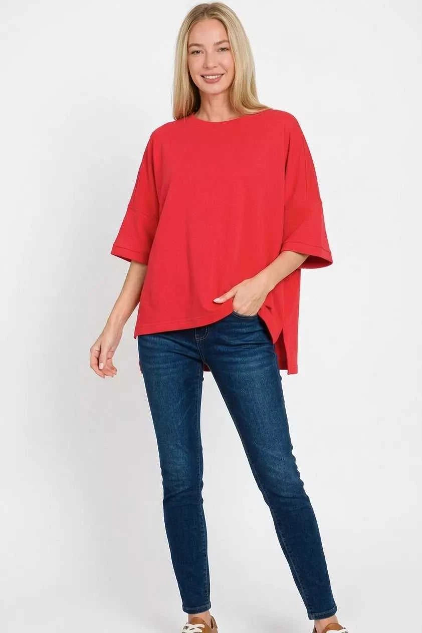 Zenana Scuba Round Neck Top with Side Slits 100100520911880 25 Affordable Fashion Under $100 Jerry's Apparel 