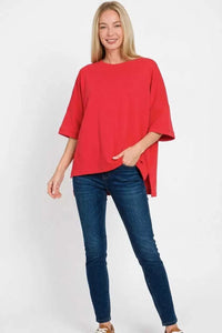 Zenana Scuba Round Neck Top with Side Slits 100100520911880 25 Affordable Fashion Under $100 Jerry's Apparel 