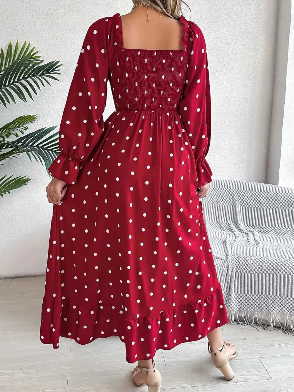 Polka Dot Flounce Sleeve Midi Dress 100100910600378 35 Gifts for Her Jerry's Apparel 