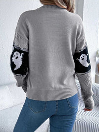 Halloween Ghost Pattern Textured Sweater 101002208811707 37 Affordable Fashion Under $100 Jerry's Apparel 