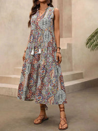 Paisley Print Tie Neck Sleeveless Midi Dress 100100431959174 36 Affordable Fashion Under $100 Jerry's Apparel 
