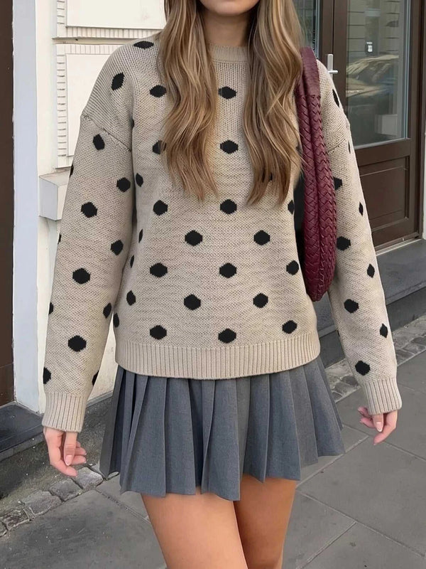 Polka Dot Dropped Shoulder Sweater 100100275063336 54 Affordable Fashion Under $100 Jerry's Apparel 