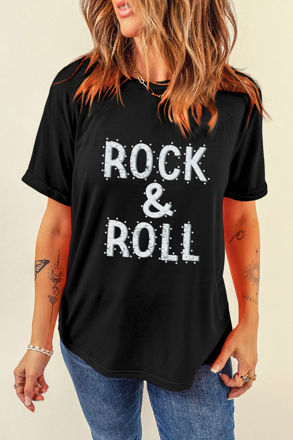 Letter Graphic Round Neck Short Sleeve T-Shirt