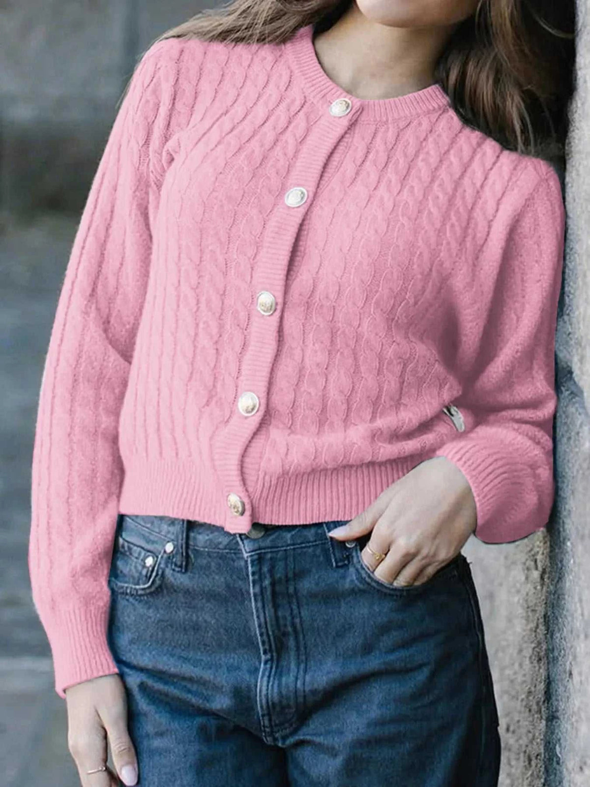Cable Knit Button-Up Cardigan 100100747145212 57 Affordable Fashion Under $100 Jerry's Apparel 