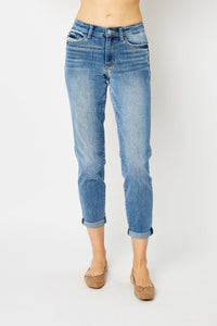 Full Size Cuffed Hem Slim Jeans