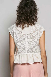 POL Round Neck Lace Sleeveless Top with Double Gauze Ruffle 100100568511399 64 Affordable Fashion Under $100 Jerry's Apparel 