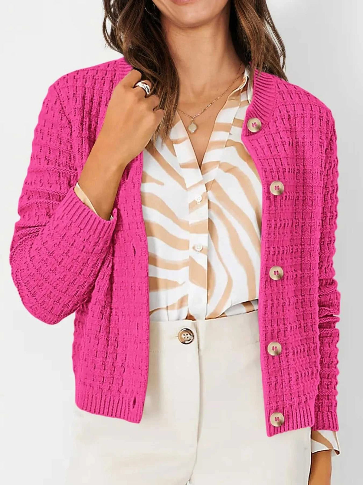 Textured Knit Button-Front Cardigan 100100626365347 44 Affordable Fashion Under $100 Jerry's Apparel 