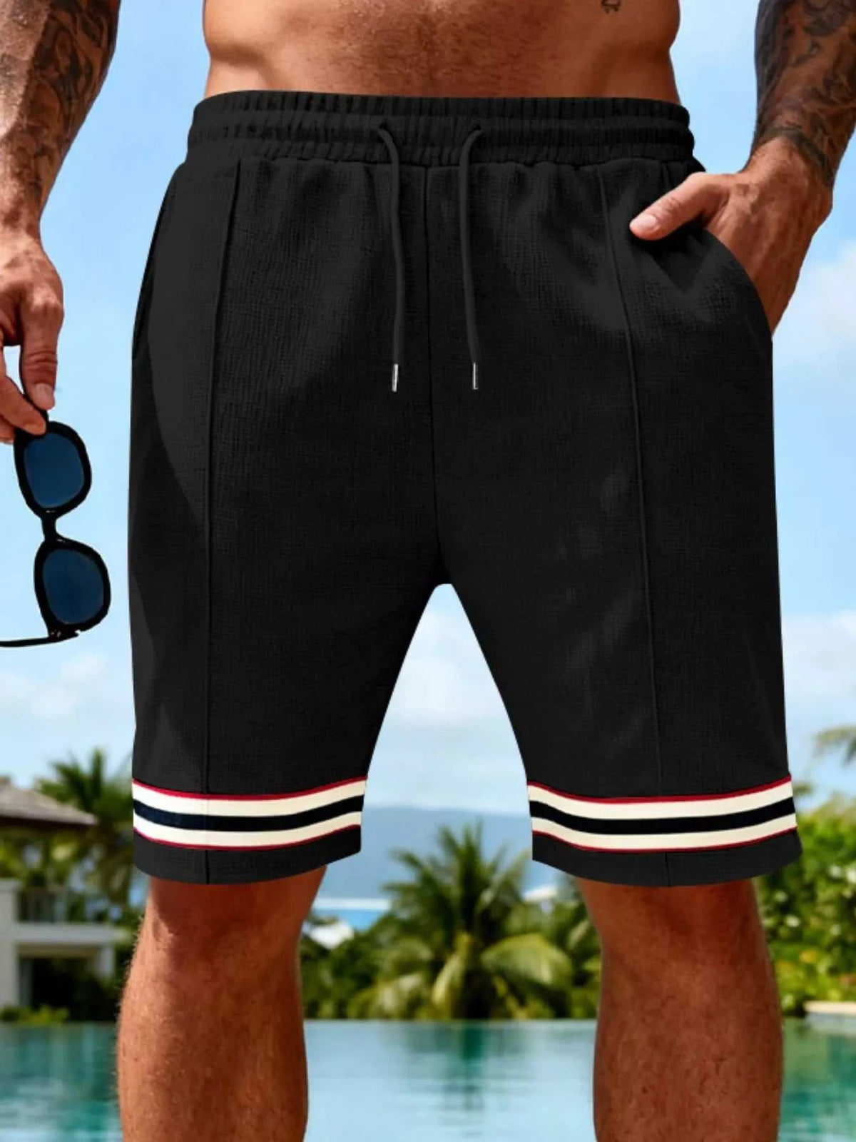 Men's Full Size Textured Knit Drawstring Shorts Plus Size 100400916555342 23 Affordable Fashion Under $100 Jerry's Apparel 