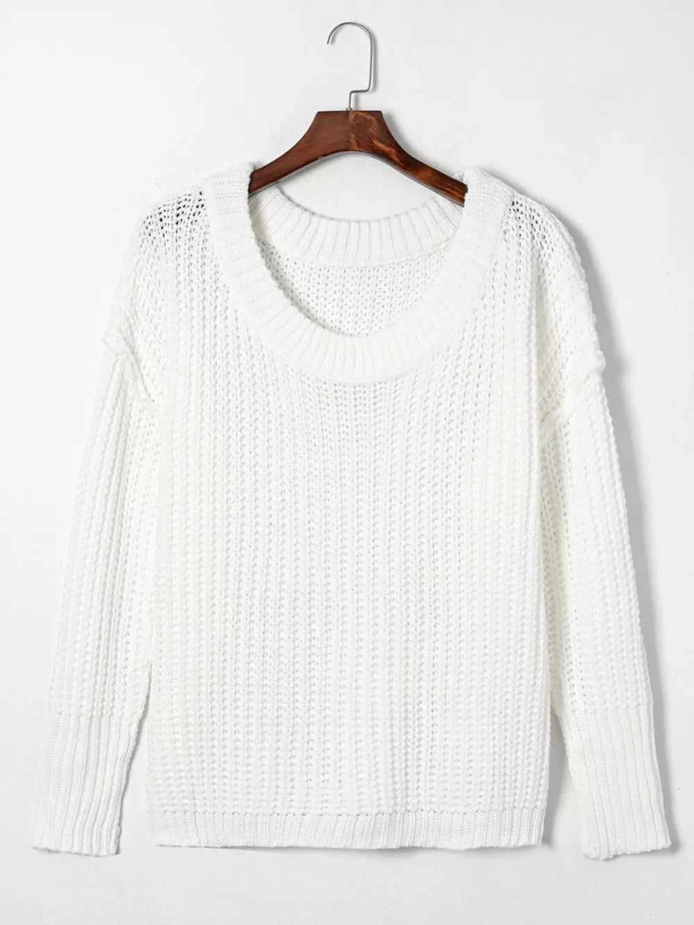 Ribbed Knit Round Neck Slouchy Chunky Sweater 100100533705787 48 Affordable Fashion Under $100 Jerry's Apparel 