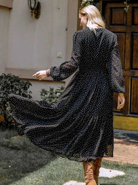 Embroidered Polka Dot Tie Neck Long Sleeve Midi Dress 100100423971743 52 Gifts for Her Jerry's Apparel 