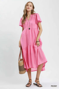 Umgee Textured Tiered Midi Dress with Side Pockets 100100356191455 62 Affordable Fashion Under $100 Jerry's Apparel 
