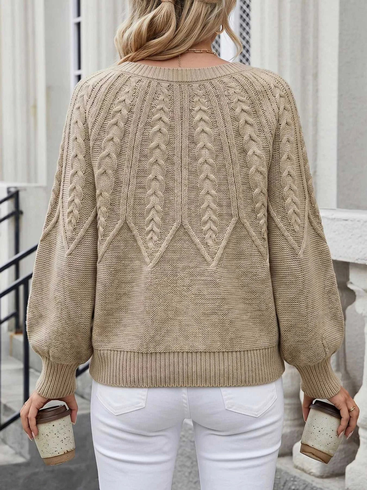 Cable-Knit Round Neck Sweater 101002284962513 34 Affordable Fashion Under $100 Jerry's Apparel 