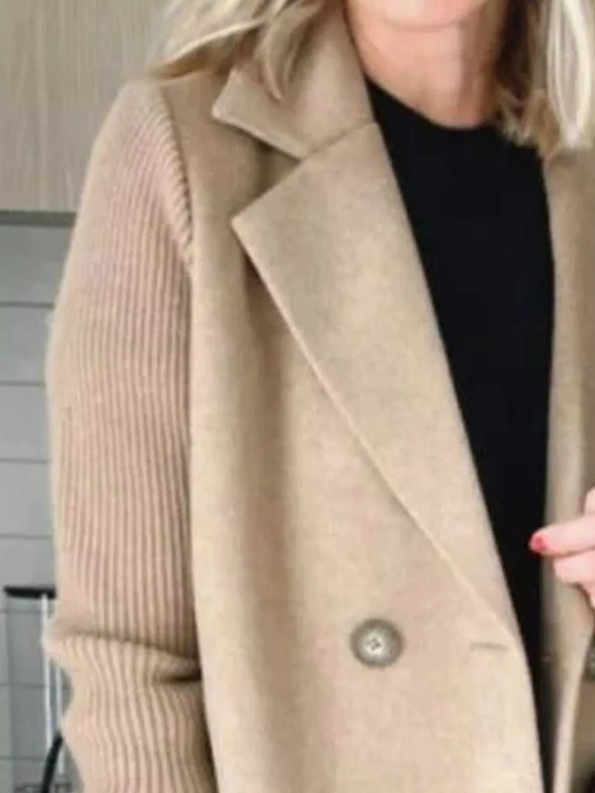 Full Size Knitted Sleeve Wool Blend Double-Breasted Blazer Plus Size 100100695520527 42 Affordable Fashion Under $100 Jerry's Apparel 