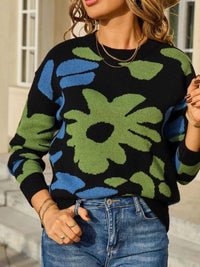 Floral Crew Neck Long Sleeve Sweater 100100117125367 47 Affordable Fashion Under $100 Jerry's Apparel 