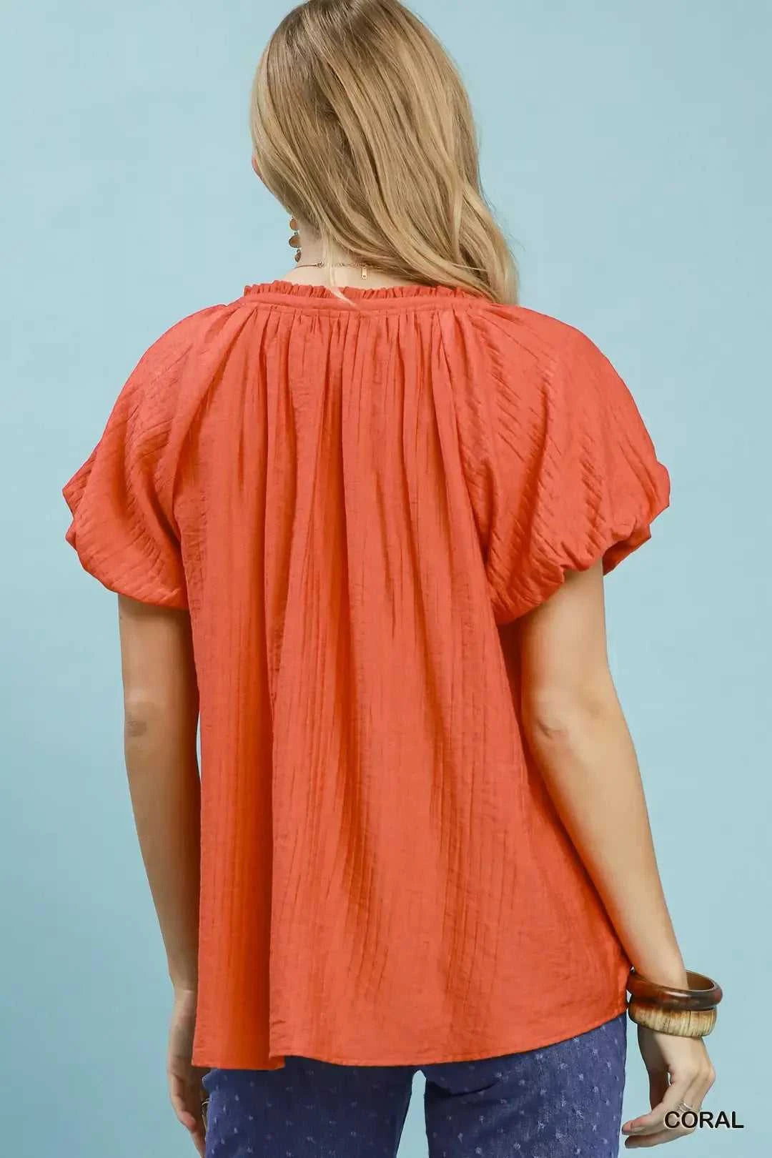 Umgee Gathered V-Neck Top 100100898521478 49 Affordable Fashion Under $100 Jerry's Apparel 