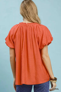 Umgee Gathered V-Neck Top 100100898521478 49 Affordable Fashion Under $100 Jerry's Apparel 