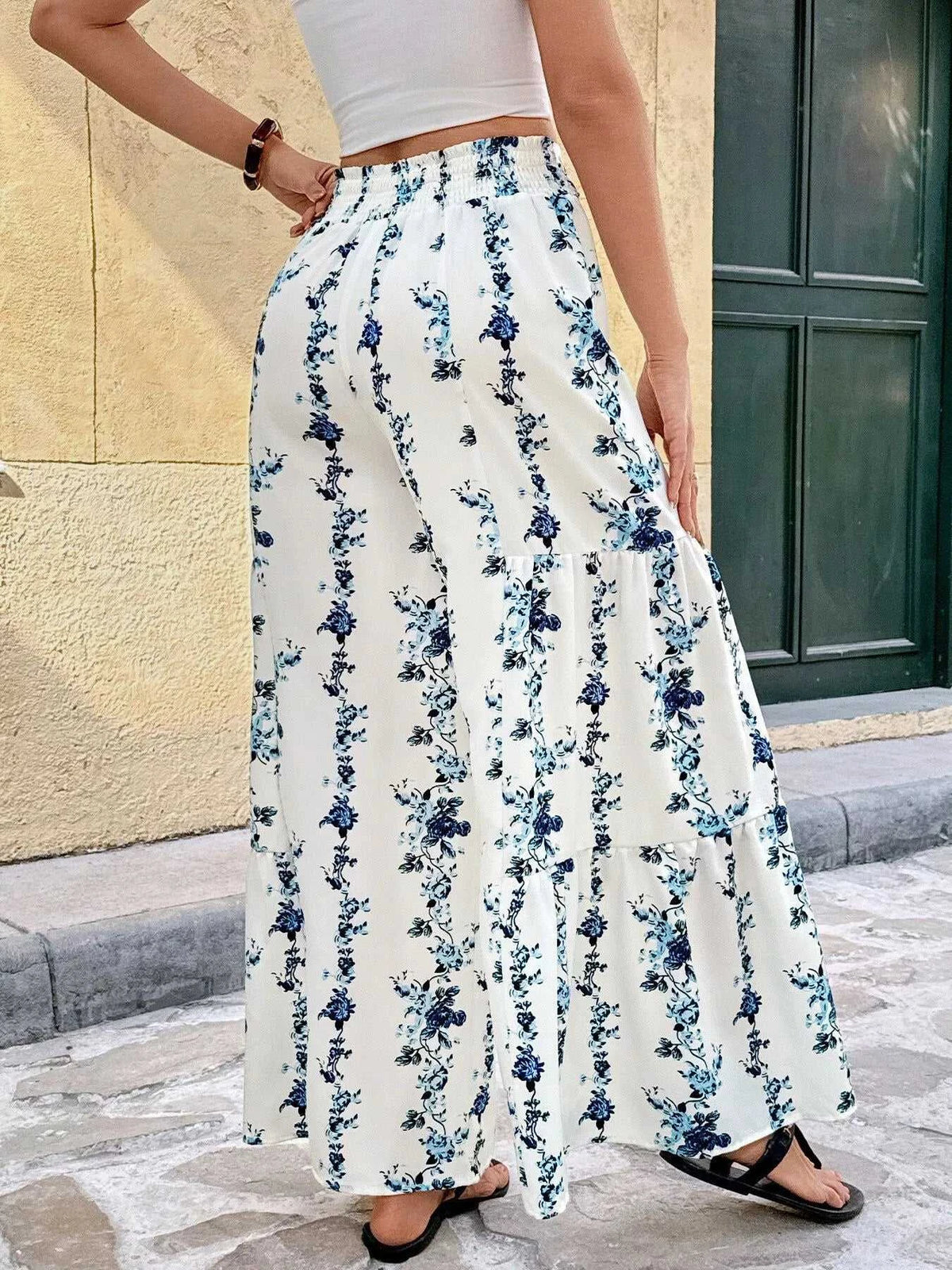 Floral Print Tie Front Wide Leg Pants 100100692354111 39 Affordable Fashion Under $100 Jerry's Apparel 