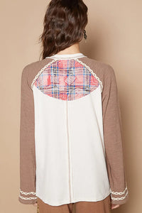 POL Plaid Number 06 Raglan Sleeve T-Shirt