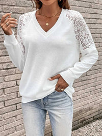 Lace Detail V-Neck Long Sleeve Top 100100169274318 28 Affordable Fashion Under $100 Jerry's Apparel 