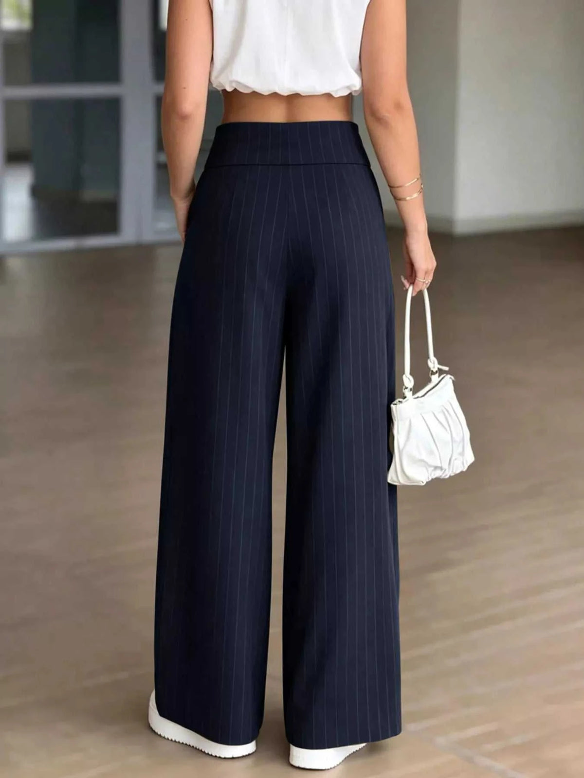 High-Waisted Wide-Leg Pinstripe Pants 100100393121517 48 Affordable Fashion Under $100 Jerry's Apparel 