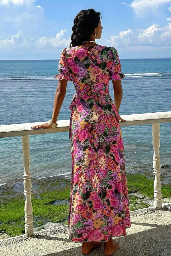 Slit Floral Short Sleeve Maxi Dress 100100199741991 15 Affordable Fashion Under $100 Jerry's Apparel 