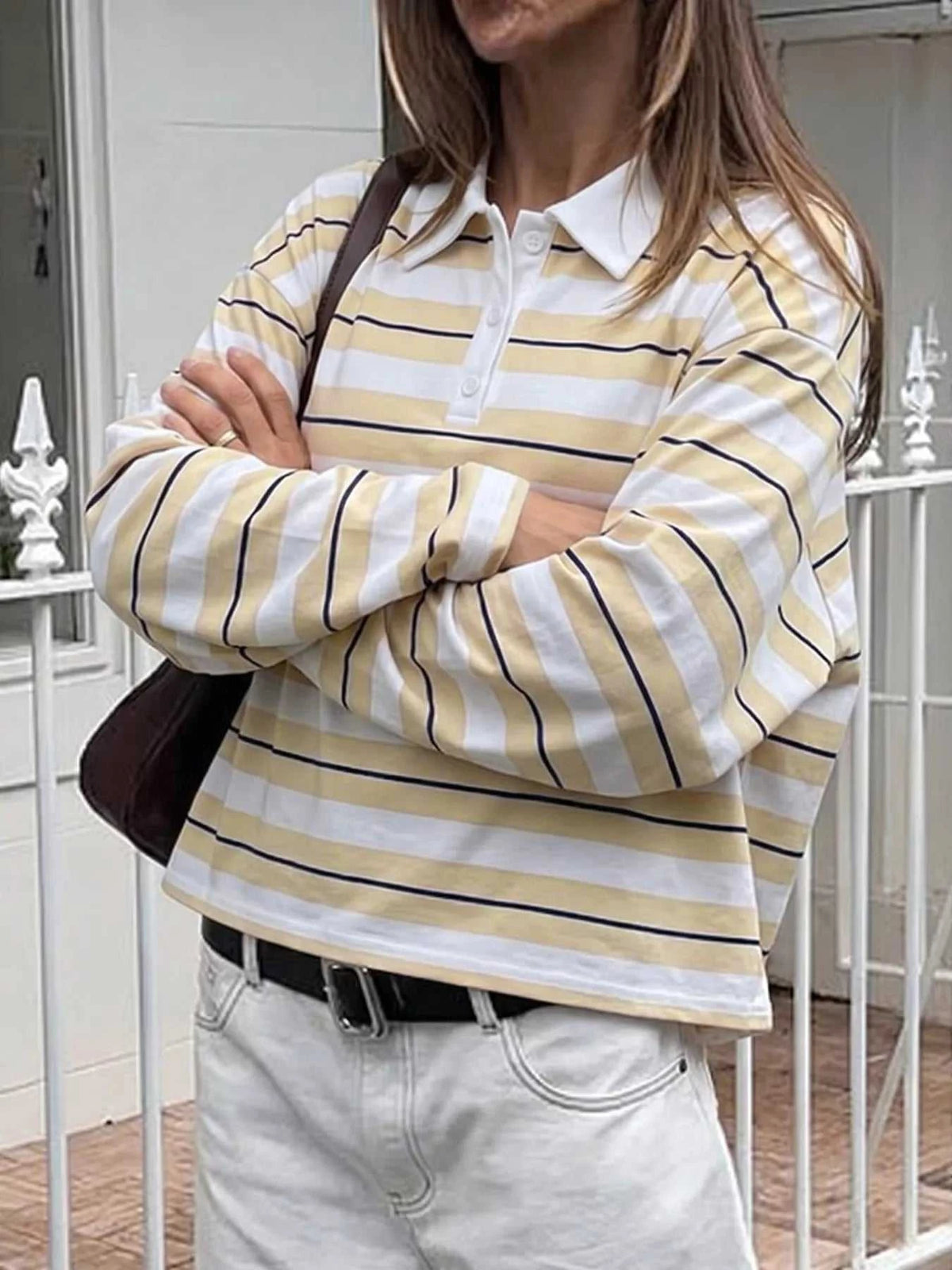 Striped Long Sleeve Polo Top 100100062327264 43 Affordable Fashion Under $100 Jerry's Apparel 