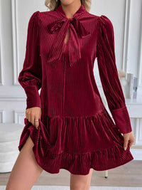Velvet Tie Front Tiered Mini Dress 100100994495878 52 Affordable Fashion Under $100 Jerry's Apparel 