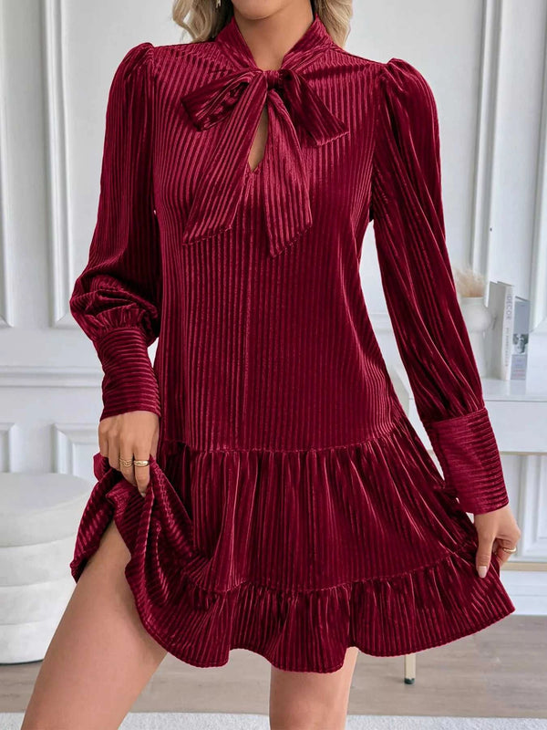 Velvet Tie Front Tiered Mini Dress 100100994495878 52 Affordable Fashion Under $100 Jerry's Apparel 