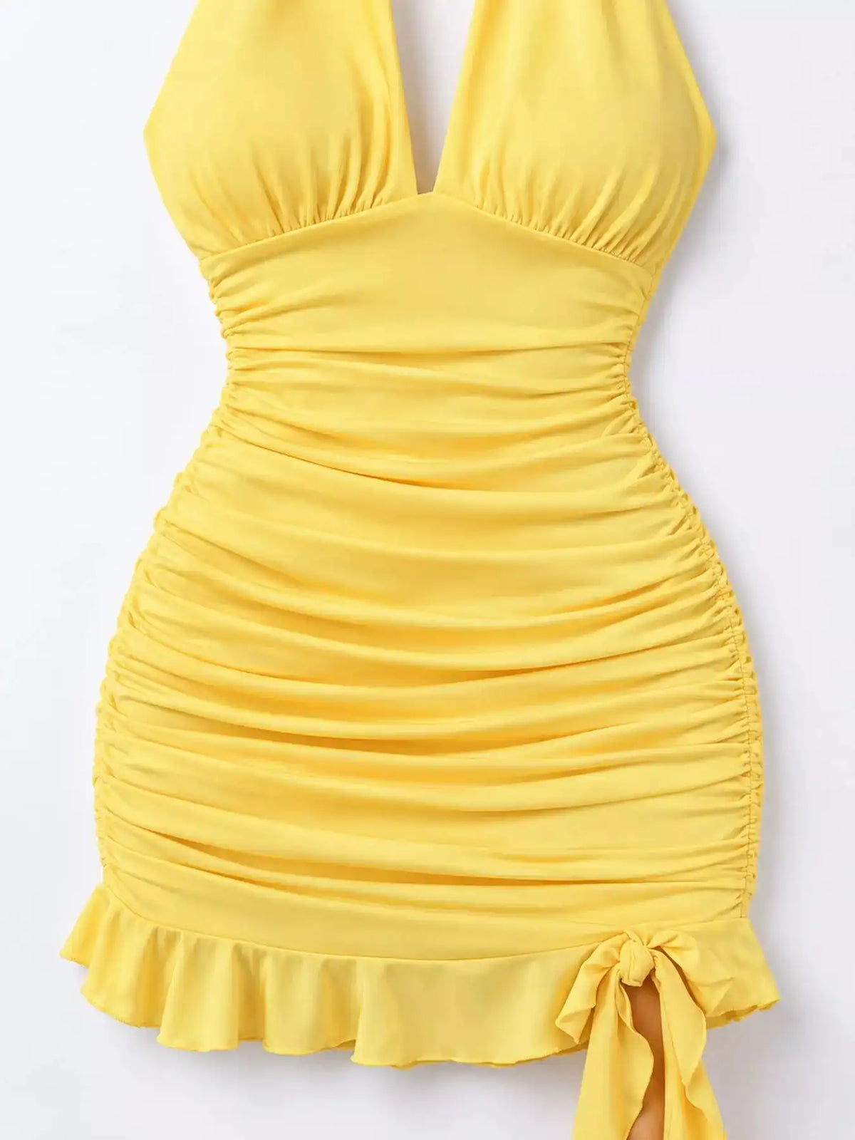 Ruched Halter Neck Bodycon Mini Dress 101001241020171 35 Gifts for Her Jerry's Apparel 