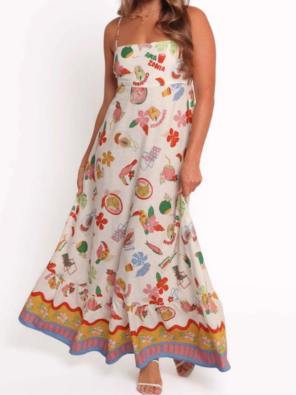 Printed Square Neck Maxi Cami Dress