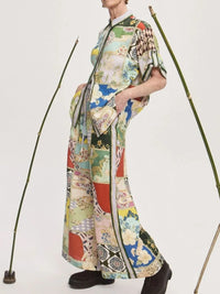 Printed Button Up Shirt and Pants Set