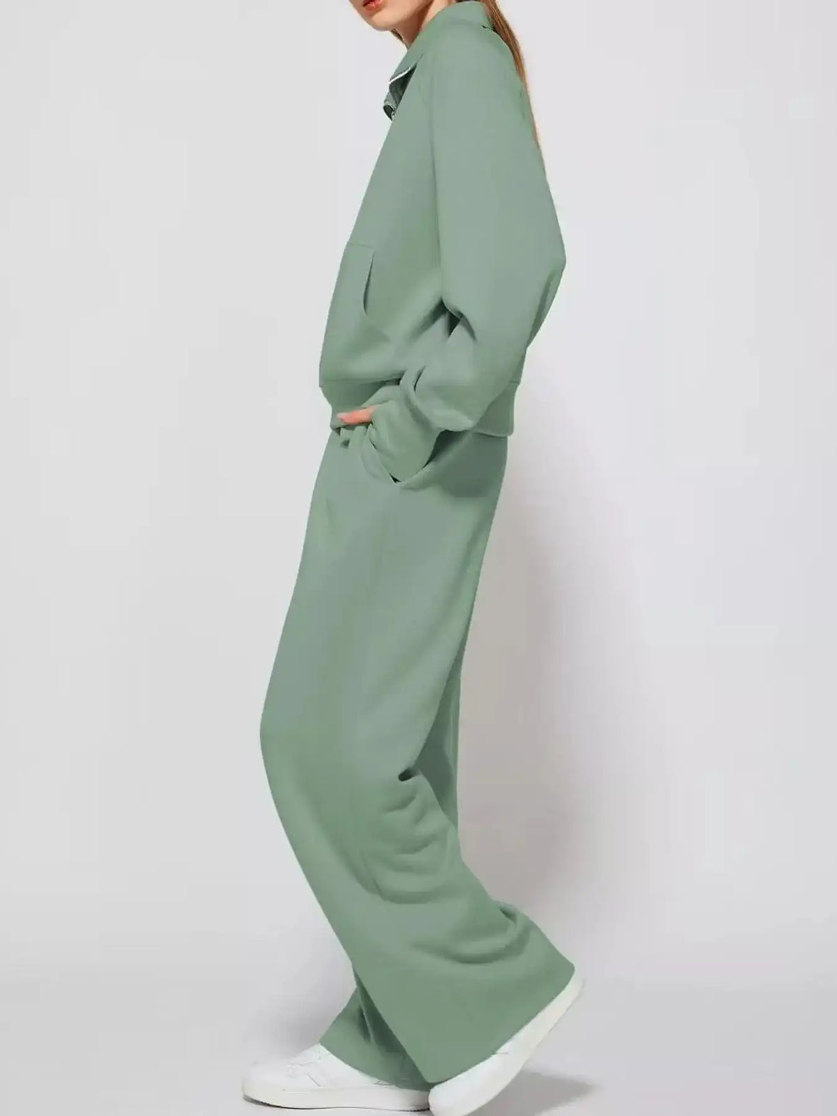 Half-Zip Sweatshirt and Wide-Leg Pants Set 101001840100593 40 Gifts for Her Jerry's Apparel 