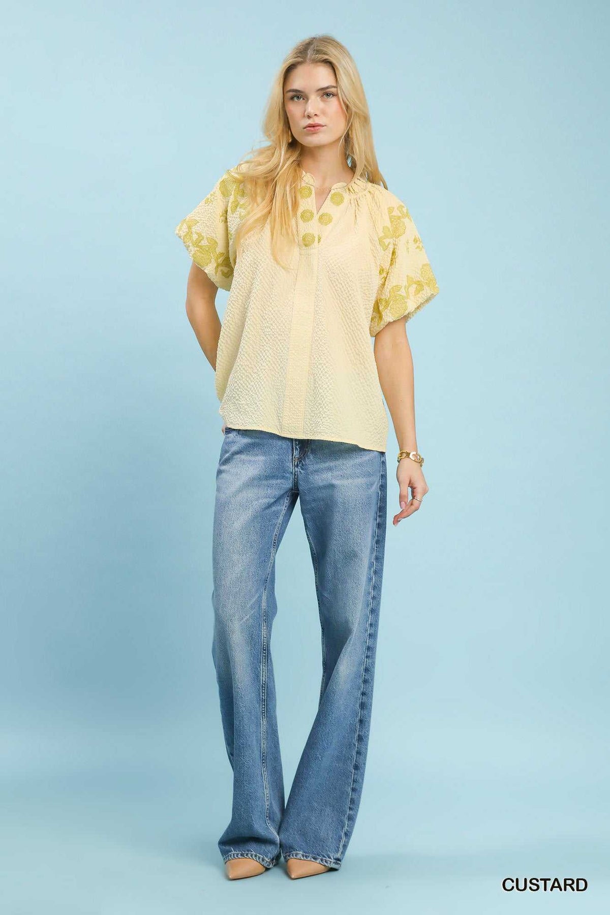 Umgee Embroidered Textured Flutter Sleeve Top 100100133131772 57 Affordable Fashion Under $100 Jerry's Apparel 