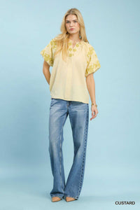 Umgee Embroidered Textured Flutter Sleeve Top 100100133131772 57 Affordable Fashion Under $100 Jerry's Apparel 