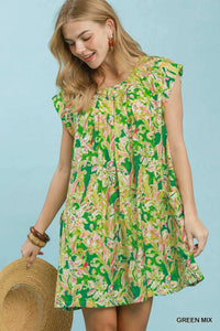 Umgee Tropical Floral Flutter Sleeve Swing Dress 100100414241454 57 Affordable Fashion Under $100 Jerry's Apparel 