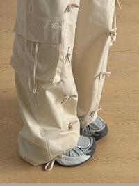 Cargo Wide Leg Pants with Bow Tie Details
