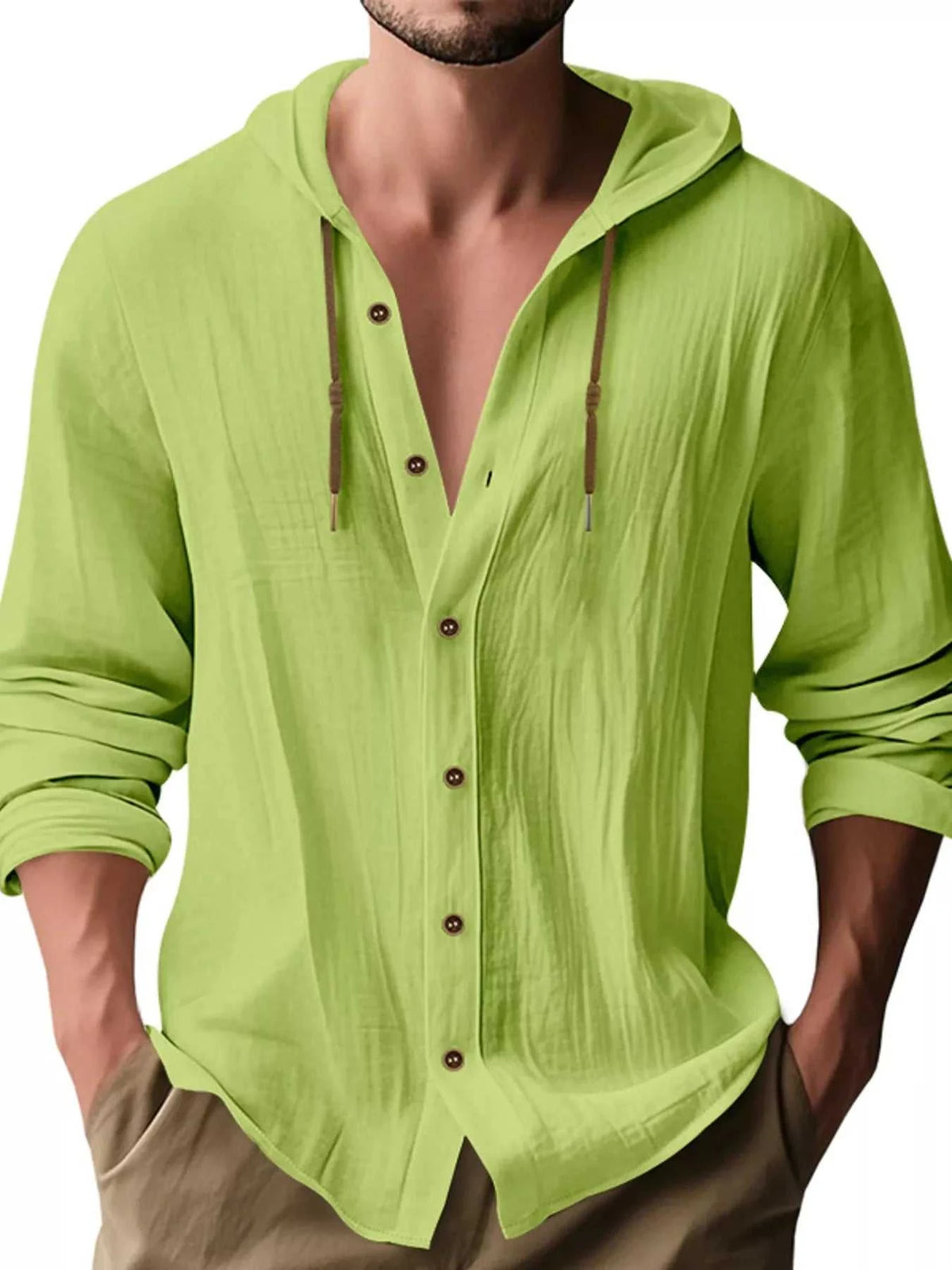 Men's Full Size Drawstring Button Up Hooded Shirt Plus Size 100400342526888 29 Affordable Fashion Under $100 Jerry's Apparel 