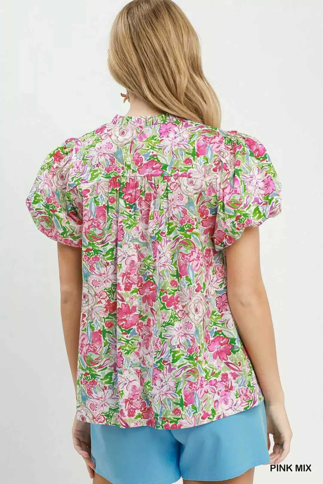 Umgee Floral Puff Sleeve Blouse 100100272031185 51 Affordable Fashion Under $100 Jerry's Apparel 